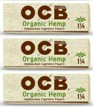3x OCB Organic Hemp Rolling Papers 1 1/4 50 Lvs Free USA Shipping *Great Prices*