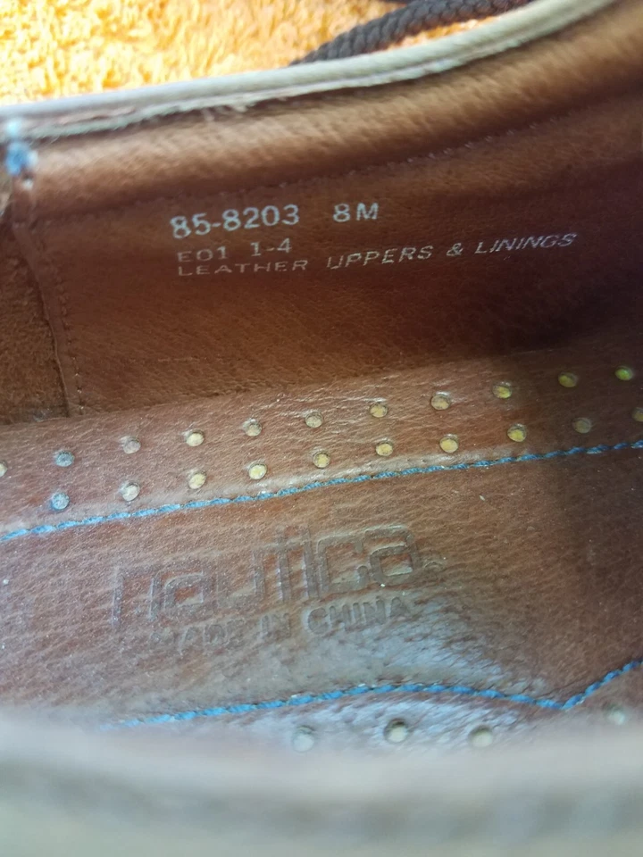 Nautica Mujer Marrón Cuero Impermeable Estilo Oxford Zapato con Cordones Talla 8M Foto 3 de 4