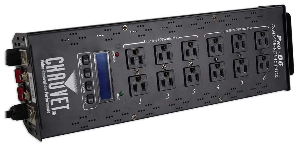 Chauvet PRO-D6 6 Ch 20A DMX-512 Dimmer Switch Pack 115V/230V+Free Fog Machine - Image 2 of 4