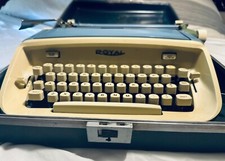 Vintage Royal Safari Manual Typewriter Portable Blue With Cs- Works Needs Ribbon thumbnail
