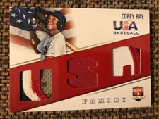 COREY RAY Brewers 2015 Panini USA Baseball Game Used Triple PATCH 8/35