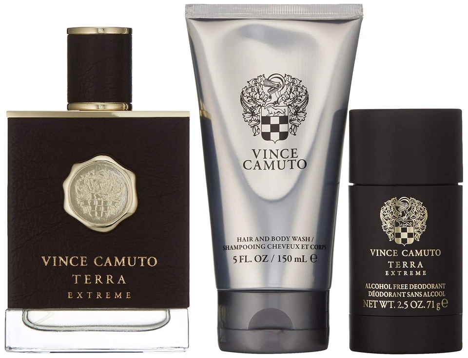 Juego de 3 piezas Vince Camuto Terra Extreme, 3,4 oz. EDP + desodorante y champú Foto 2 de 4
