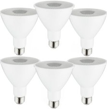 6Pack PAR30 Long Neck LED Flood Light Bulb, 9W 75W , 3000K, 850LM, E26