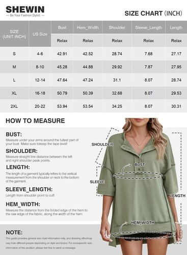 Womens Summer Tops 2024 Fashion Oversized TShirts for Women Henley Neck Women... - Picture 6 of 9