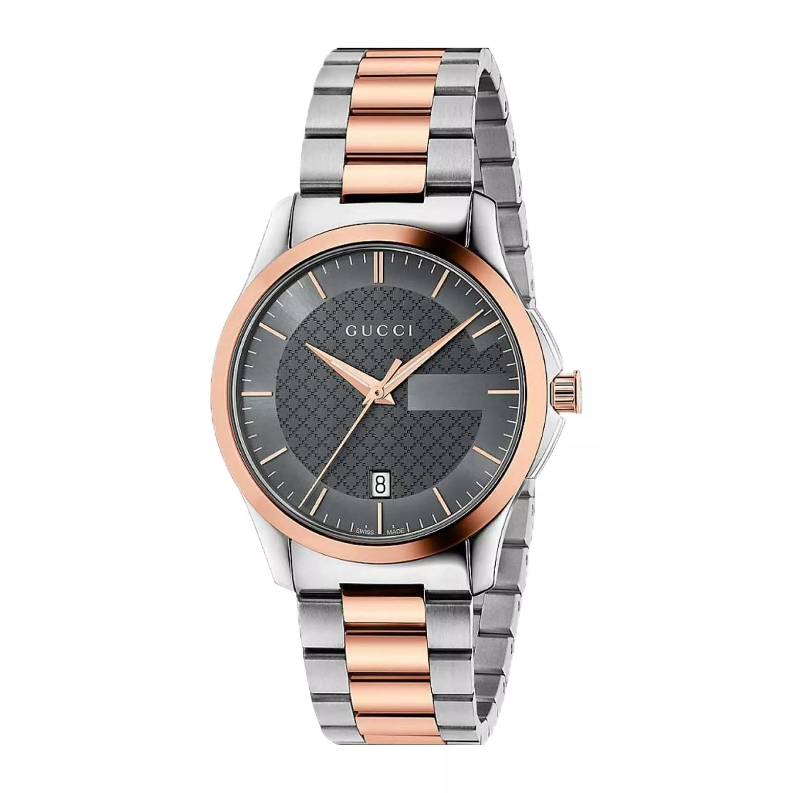 Montre pour homme bicolore en acier inoxydable Gucci G Timeless YA12646 cadran gris