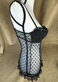 NWT Victoria's Secret Sexy Little Things 34B Black Lingerie~ NEW! Polka Dots