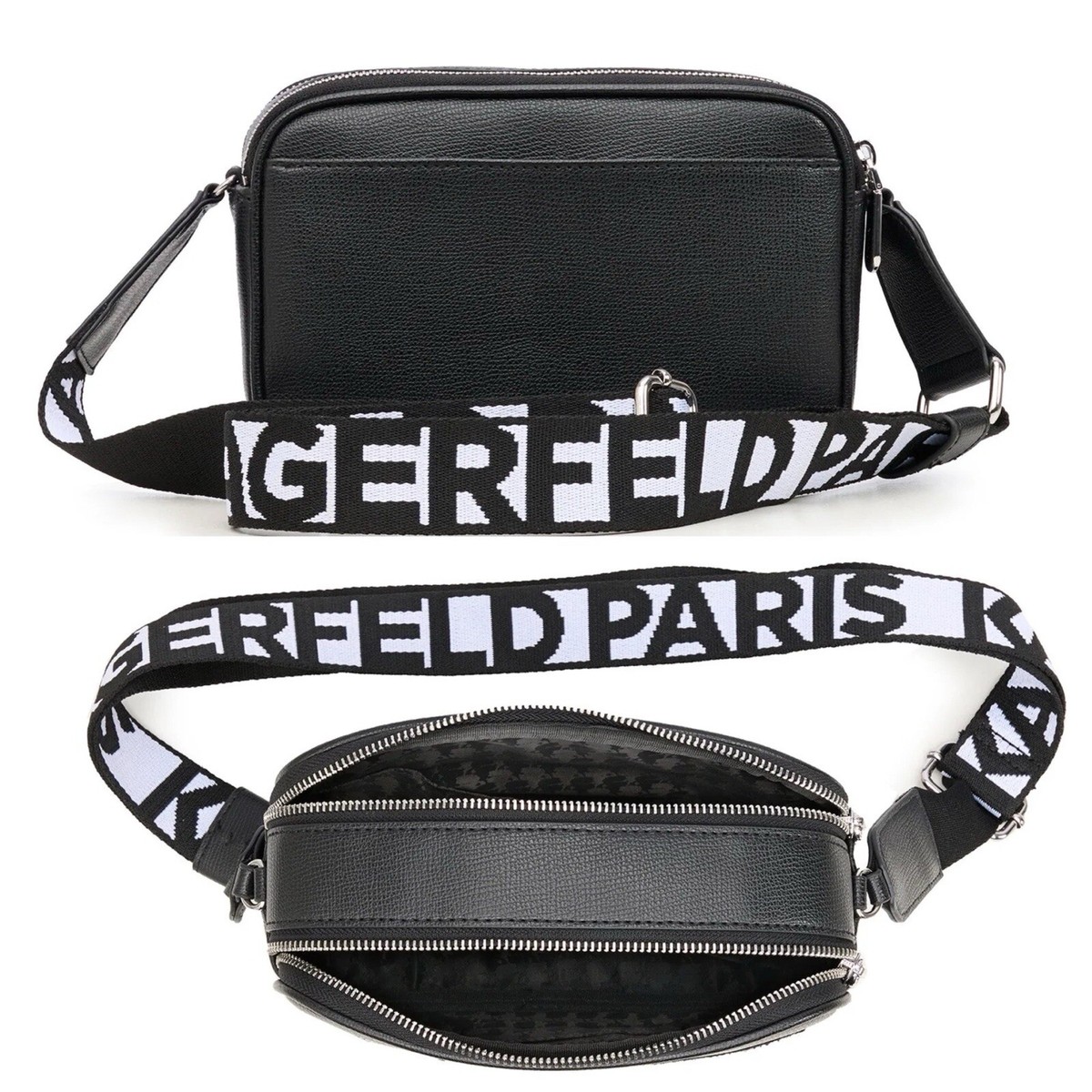 Karl Lagerfeld Women's MAYBELLE Rhinestones Duo Camera Crossbody Bag  Black/Multi