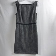 Loft Womens Size 2 Black Sheath Dress Lined Slit Back Square Neck Career