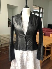Muubaa Designer Lamb Leather And Goat Suede Fitted Black Jacket Uk12 Worth £250