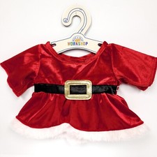 Build a Bear Workshop Holiday Santa Dress, Red Velvet, White Faux Fur