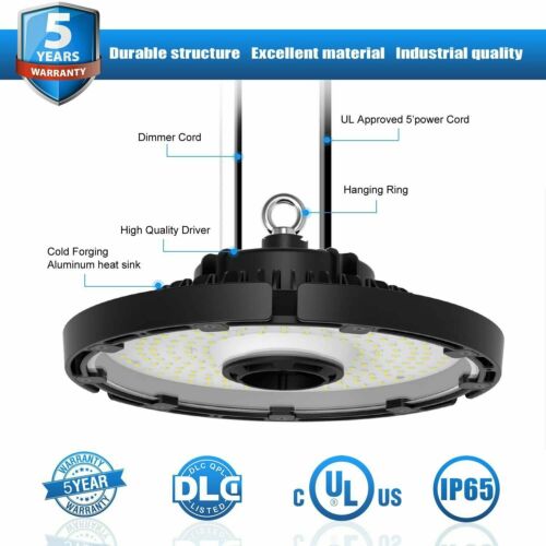 240Watt 150W Dimmable LED High Bay UFO Lights Commecial Warehouse Lighting IP65 - Picture 11 of 11
