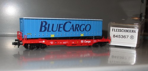 Fleischmann N 845367 Einheitstaschenwagen mit Auflieger BlueCargo, DB AG _N1178 | Zustand: Neu