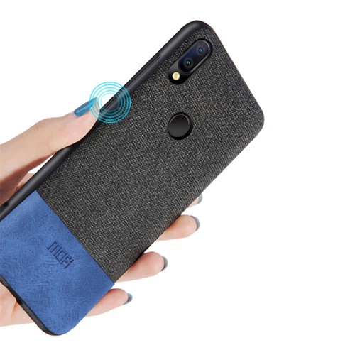 Custodia cover MOFI design tpu+ecopelle+tessuto per Huawei P20 Lite NERO BLU - Picture 2 of 5