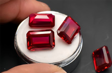 Top Quality Emerald Cut Red Corundum Ruby Lab Created AAAA Loose Gemstone 1pcs