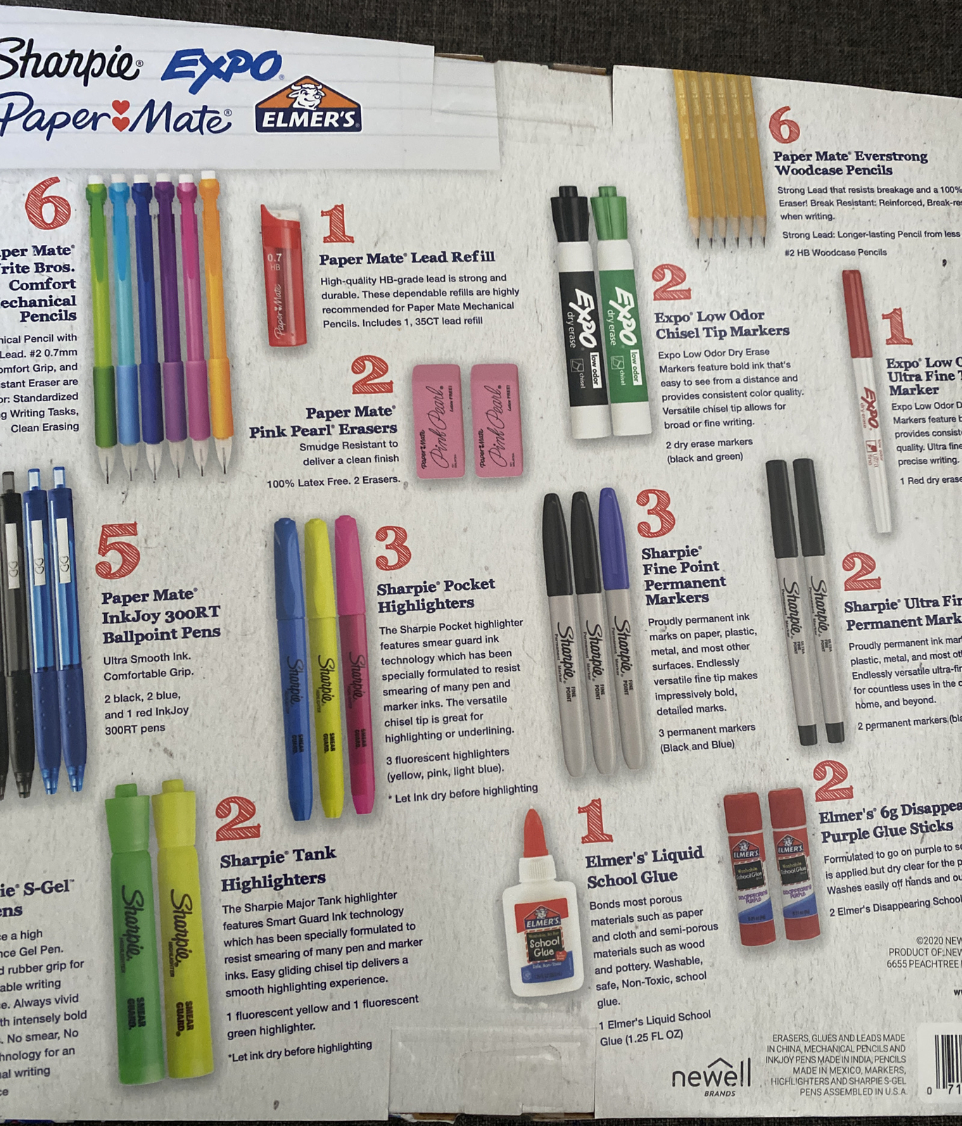 Sharpie Expo Elmer's Paper Mate 38 Count School Office Supply Back To School Kit