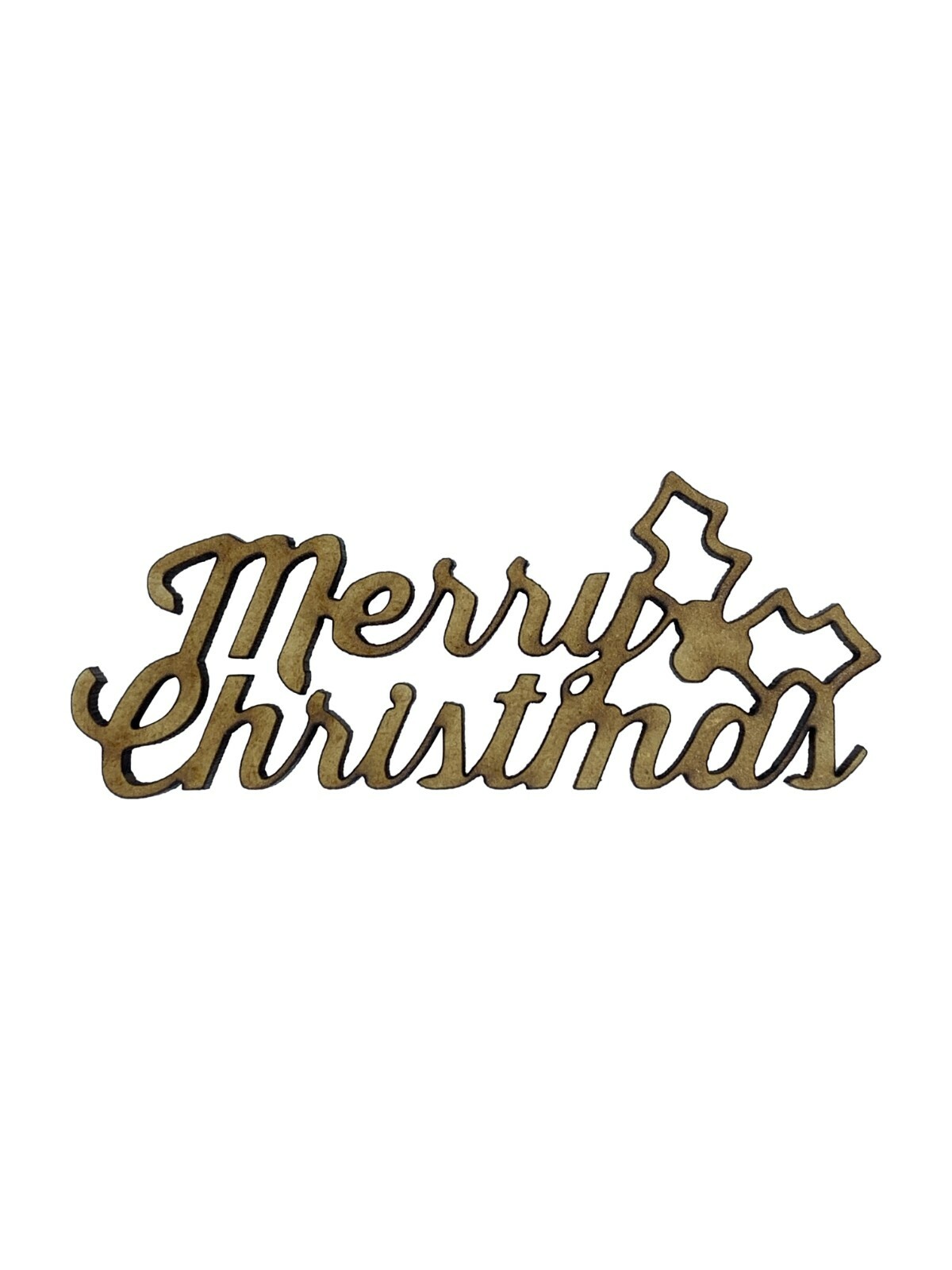 4x Merry Christmas Holly 7cm Wood Craft Embelishments Laser Cut Shape MDF