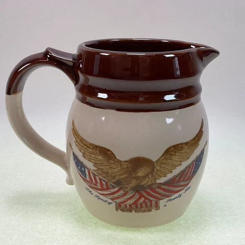 McCoy Pottery Spirit of '76 Pitcher 1 Qt Creamer Pitcher Eagle & Flag USA