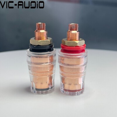 2Pair EIZZ 4mm Red Copper Speaker Terminal Binding Post Banana Plug Connector