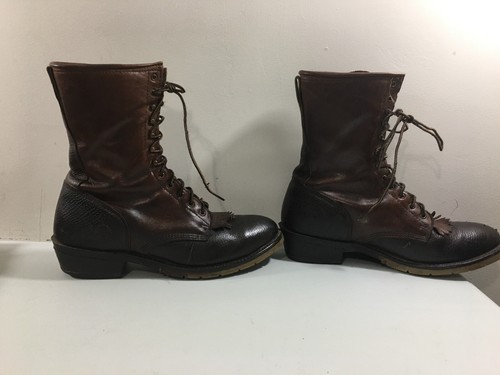 Stivali western Double H da uomo AG7 ICE Packer Lacer marrone pelle USA TAGLIA 12 D - Foto 5 di 10