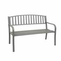 Sitzbank HWC-F43, Parkbank Gartenbank, 2-Sitzer Pulverbeschichteter Stahl, Grau