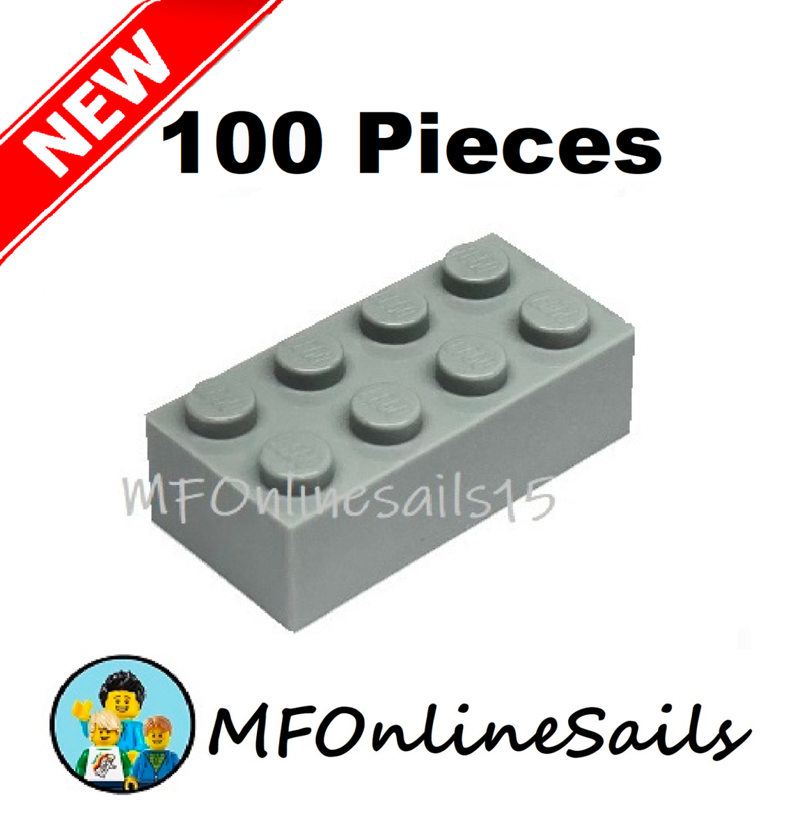 NEW** 100x LEGO 2x4 Light Bluish Gray Bricks Piece 3001 BULK