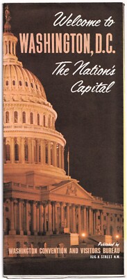 Vintage Washington D.C USA Illustrated Map Travel Tourist Brochure 1960s