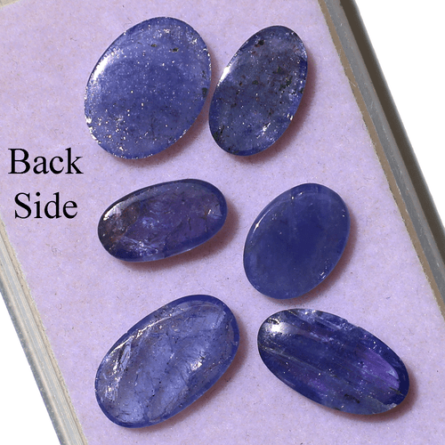 Lotto 6 pezzi pietre preziose sfuse cabochon ovale non trattata tanzanite naturale non trattata 10,7 mm-14 mm - Foto 11 di 12