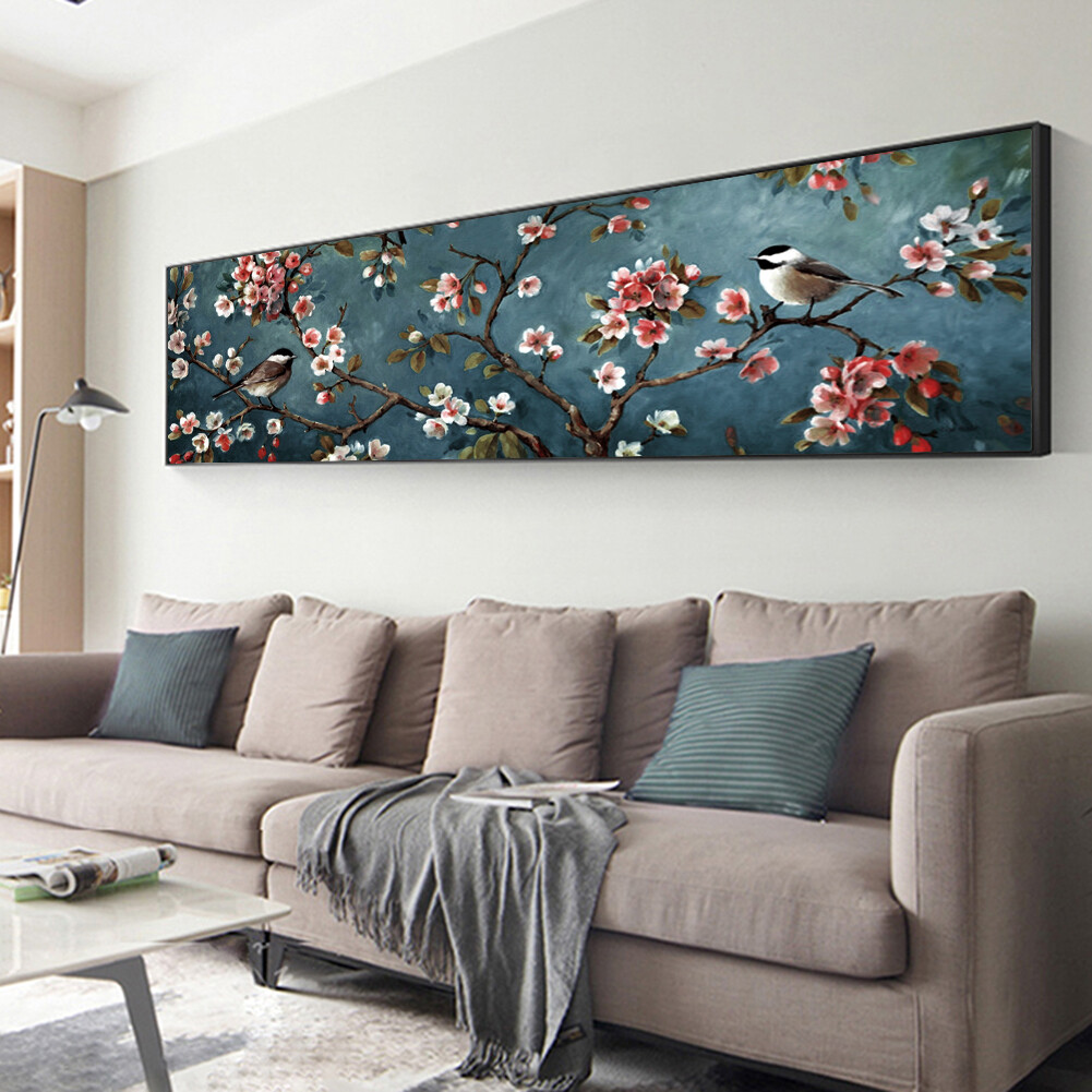 5D DIY Full Round Drill Spring Branch Bird Diamond Painting Needlework ...