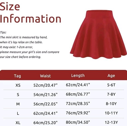 KEREDA Girls Casual Mini High Waist Stretchy Flared Pleated Skirt Size 12-13 - Picture 11 of 11