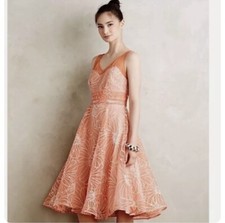 Anthropologie Moulinette Soeurs Dress 0 Orange Calendula Embroidered NWT Flawed