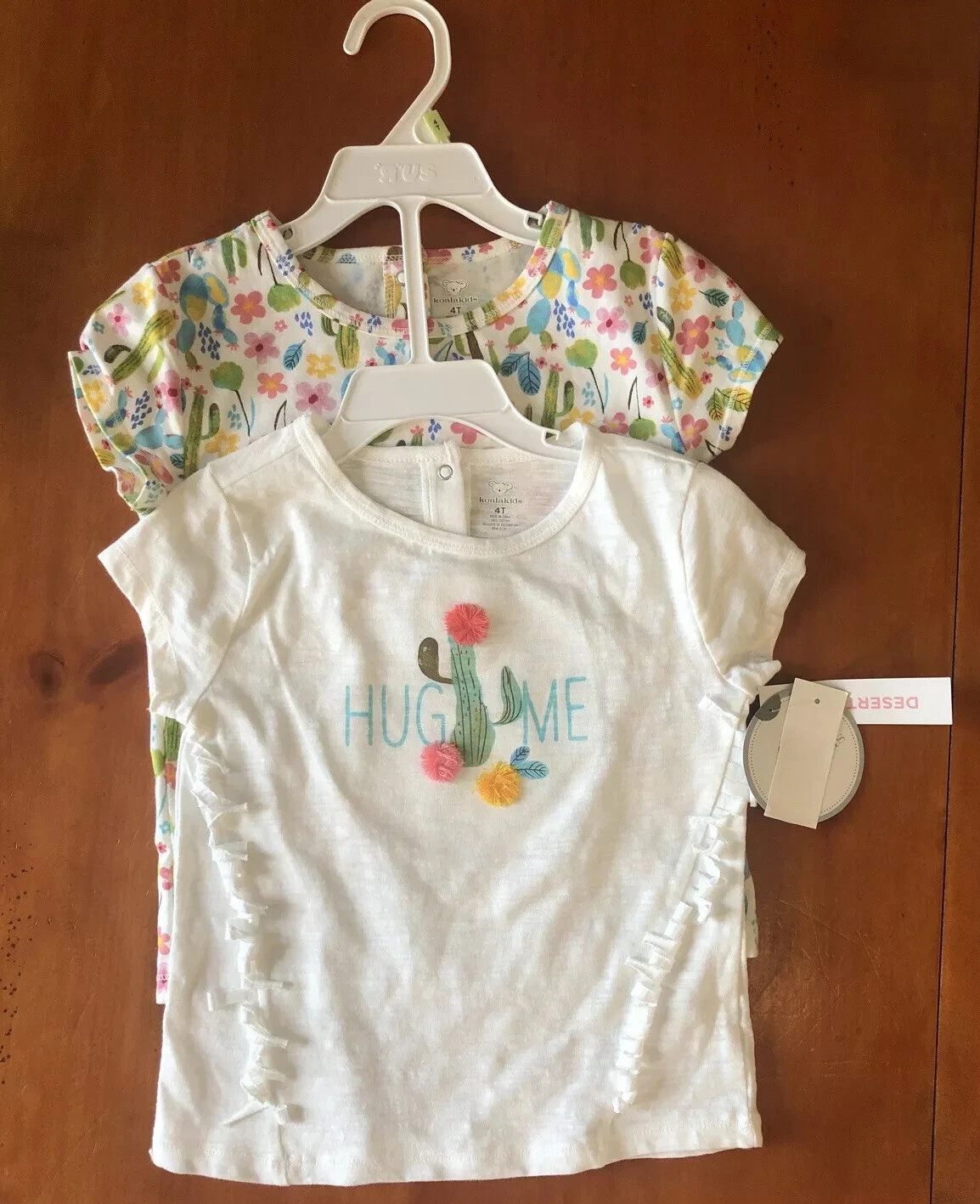 Koala Kids Toddler Girls Set Of 2 Shirts “HUG ME” Cactus Size 4T Desert Trail