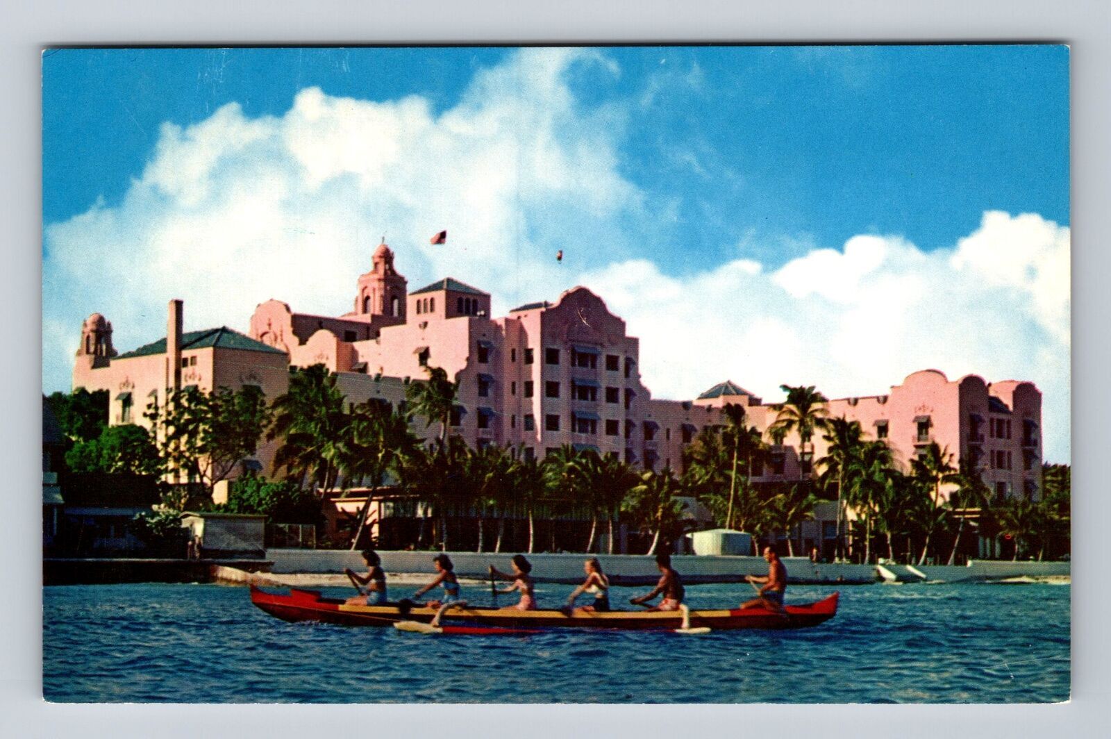 Waikiki HI-Hawaii, Outrigger Canoeing, Vintage Postcard