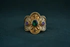 Multistone Byzantine Ring. 925 Silver Byzantine Ring with Gemstones Gold Ring