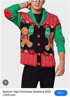 Spencers NWT Mens GET LIT Light Up Gingerbread Christmas Sweater - Main Image