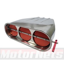 Polished Aluminum Street Rod Hood Scoop Single 4bbl 5 18 Carb Neck Bug Catcher