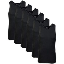 Gildan Men's A-Shirt Tanks, Multipack, Style G1104, XX-Large, Black 6-pack 