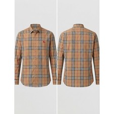 Burberry Shirt Mens M Beige Nova Check Slim Fit Cotton Long Sleeve Button Down