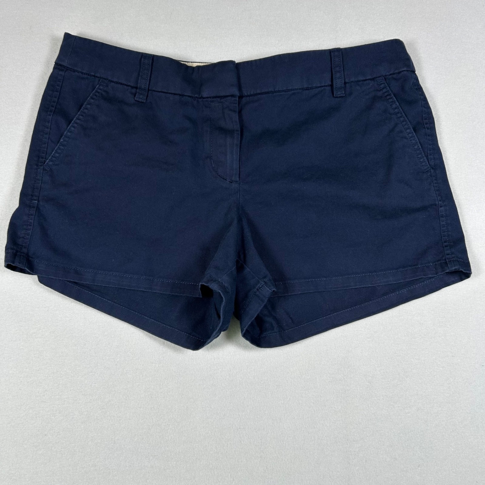 J.Crew Women’s Chino Shorts Size 10 Navy Blue Casual Cotton Flat Front