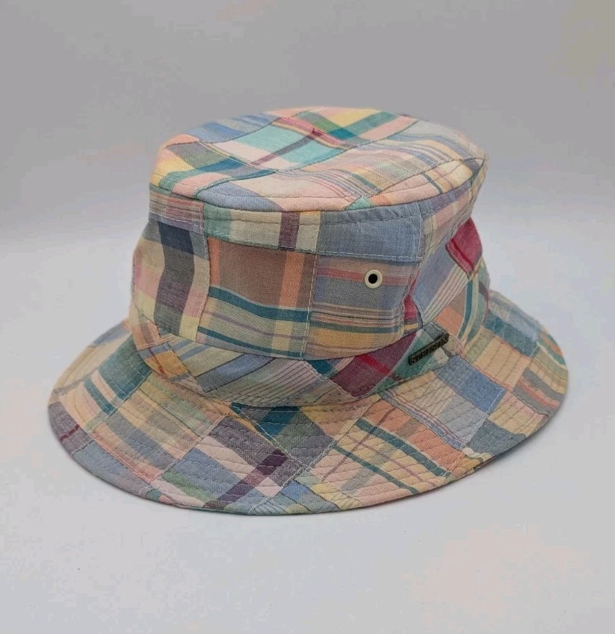 Vintage Stetson Patchwork Madras Plaid Size Medium Bucket Hat USA SDC73