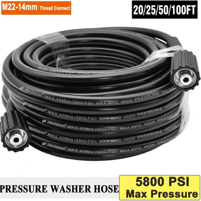 #ad 25 50 100ft 5800PSI High Pressure Washer Hose M22 Power Washer Extension Hose $16.99
