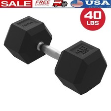 Rubber Hex Dumbbell Solid Steel Handles Anti-Roll Non-Slip Grip Home Gym New