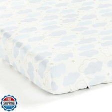 Lush Decor Goodnight Little Moon Clouds Soft and Plush Fitted Crib Sheet, 52"