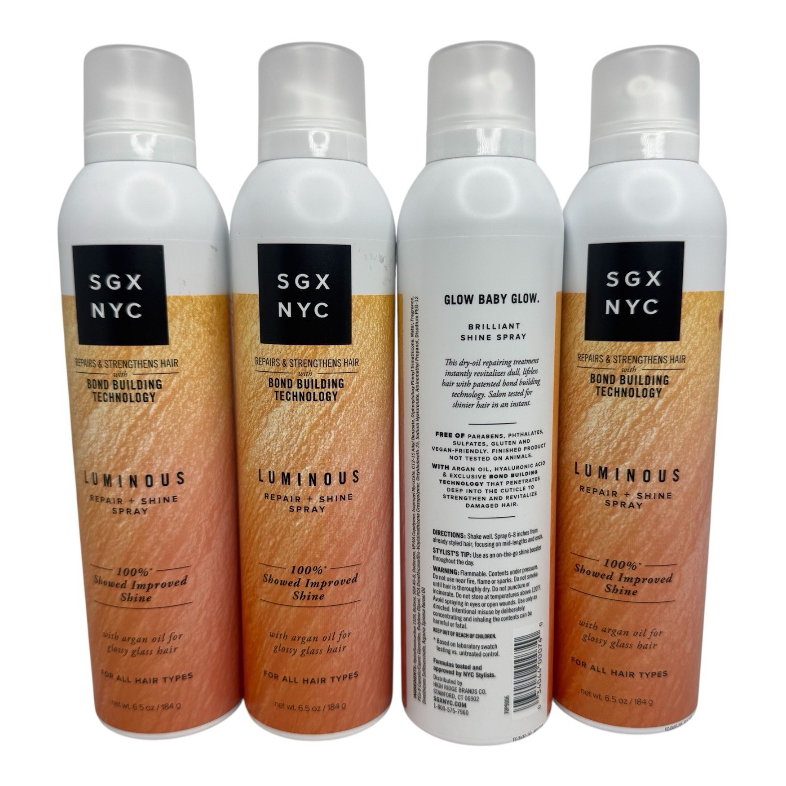 (4) SGX NYC Luminous Repair & Shine Spray 6.5 Oz  Repairs Strengthens New