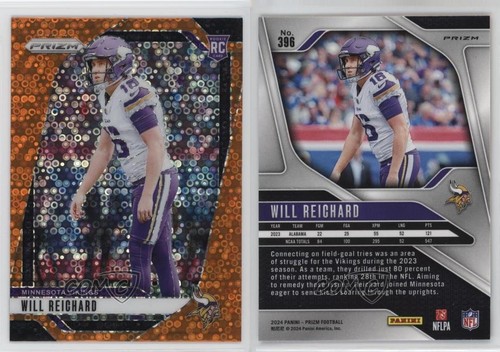 Panini Prizm Rookies Disco Prizm Will Reichard #396 Rookie RC 1gk6 2024 - Imagen 3 de 3