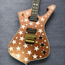 Chitarra Elettrica Personalizzata Ibanez - Pink Sparkle White Stars Gold Hardware
