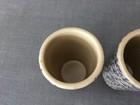 2 VINTAGE STONEWARE TUMBLERS RRP CO. CREAM AND BLUE SPLATTER WARE — photo 4