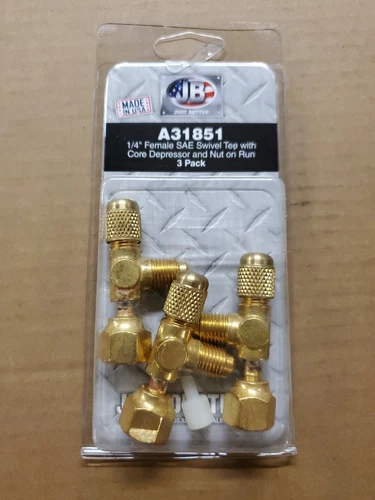 JB Industries A31851 Swivel Flare Tee w/Depressor 1/4" FE SAE swivel nut on run