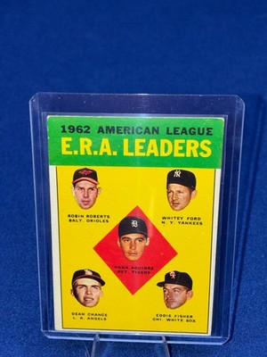 VINTAGE 1963 Topps #6 AL ERA Leaders Whitey Ford Robin Roberts Hank Aguirre