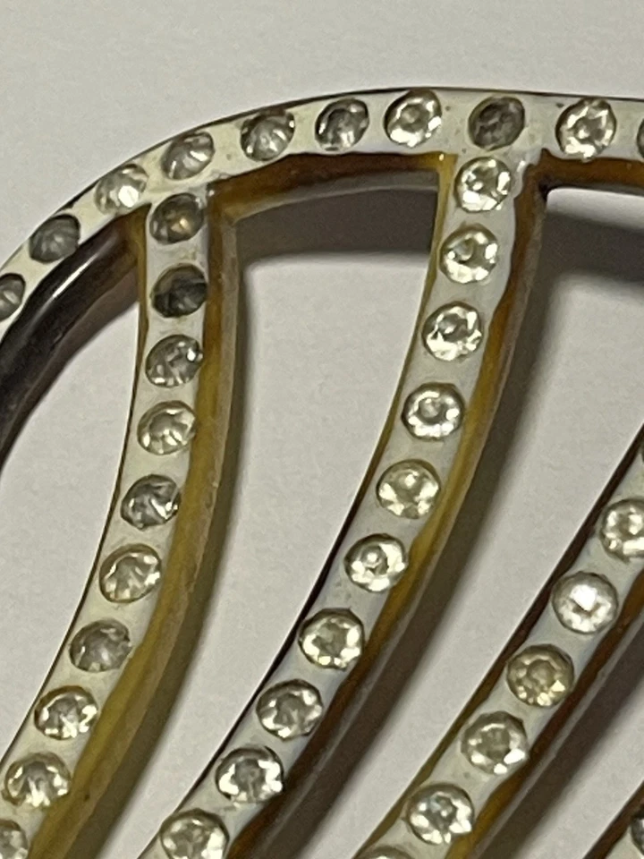 Peine de pelo de tortuga imitación celuloide cristal estrás vintage años 20 aleta curva Foto 4 de 4