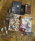 Vintage Grandpa's Junk Drawer Lot Knives, Lighters, Eagles, Patriotic Items — photo 1